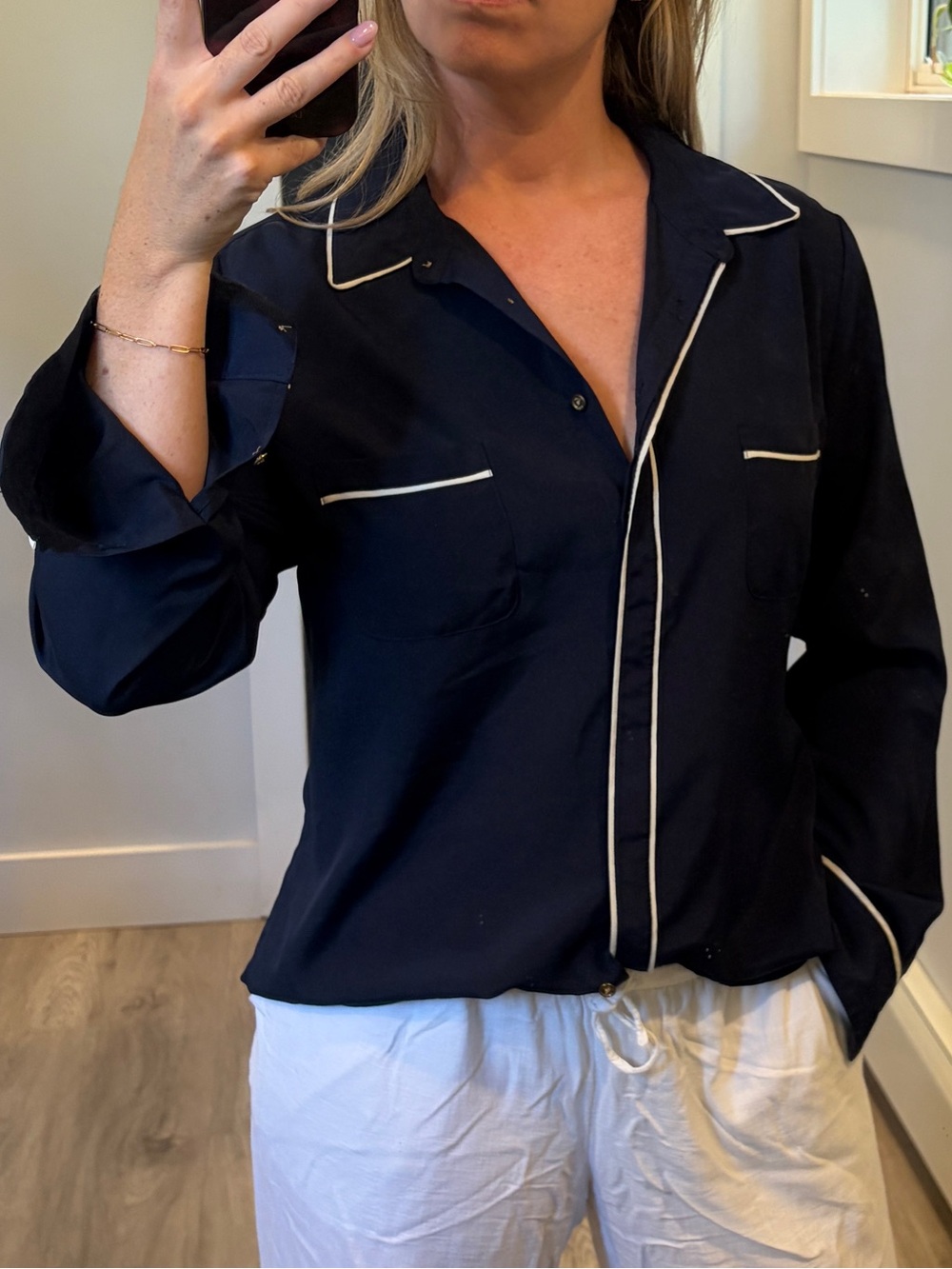Navy Contrast Women’s Shirt